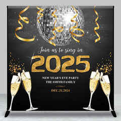 Aperturee - Gold Silver Disco Ball Custom Name New Year Backdrop