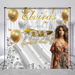 Aperturee - Gold Sliver Balloons Class 2024 Custom Grad Backdrop