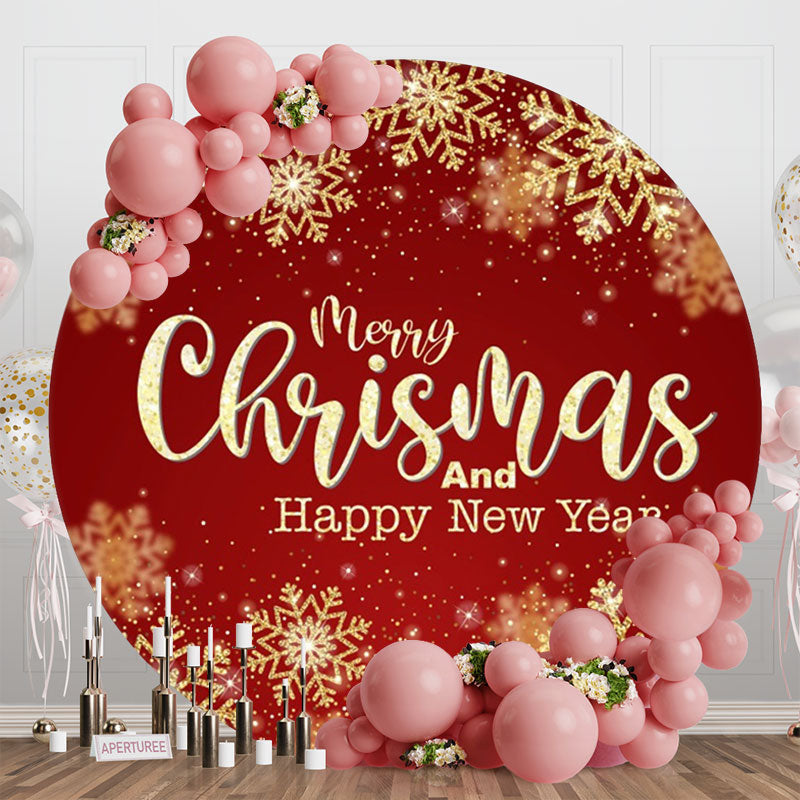 Aperturee - Gold Snowflake Bokeh Round Christmas New Year Backdrop