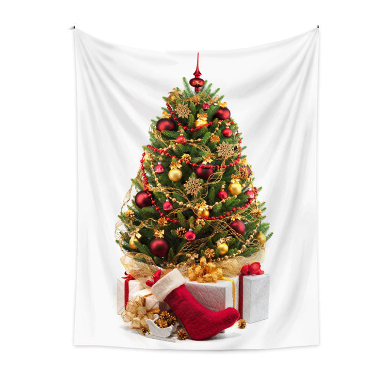 Aperturee - Gold Snowflake Christmas Tree Family Wall Tapestry