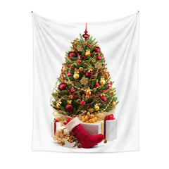 Aperturee - Gold Snowflake Christmas Tree Family Wall Tapestry