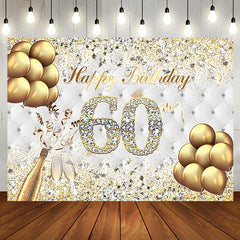 Aperturee - Gold Sparkle Diamond Champagne 60th Birthday Backdrop