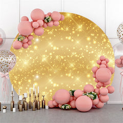 Aperturee Gold Sparkle Glitter Bokeh Party Round Backdrops