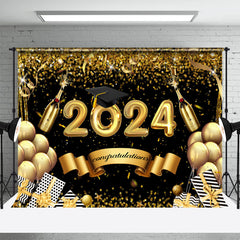 Aperturee - Gold Sparkling Balloon Champagne Grad Photo Backdrop