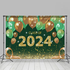 Aperturee - Gold Sparkling Balloon Green Bokeh Grad Photo Backdrop