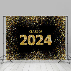 Aperturee - Gold Sparkling Black 2024 Graduation Backdrop For Photo