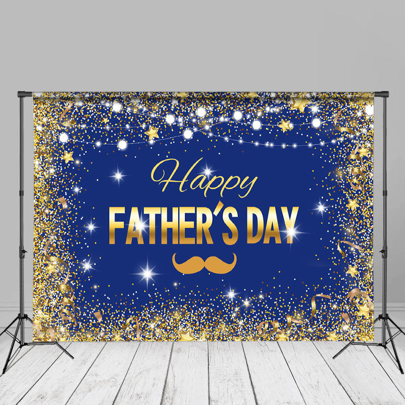 Aperturee - Gold Sparkling Blue Happy Fathers Day Backdrop For Photo