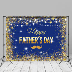 Aperturee - Gold Sparkling Blue Happy Fathers Day Backdrop For Photo