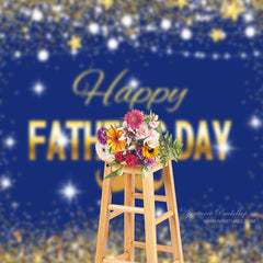 Aperturee - Gold Sparkling Blue Happy Fathers Day Backdrop For Photo