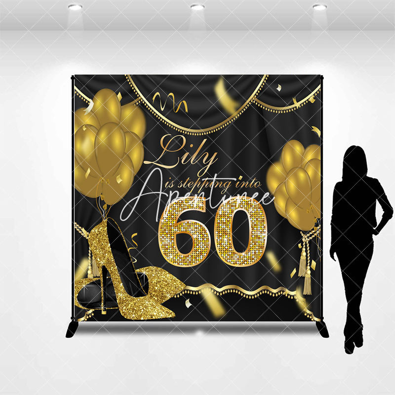 Aperturee - Gold Stepping Into Custom Woman Birthday Backdrop