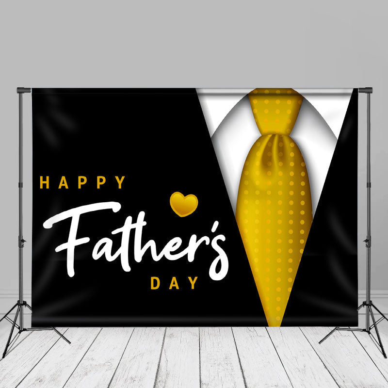 Aperturee - Gold Tie Heart Black Happy Fathers Day Backdrop Decor