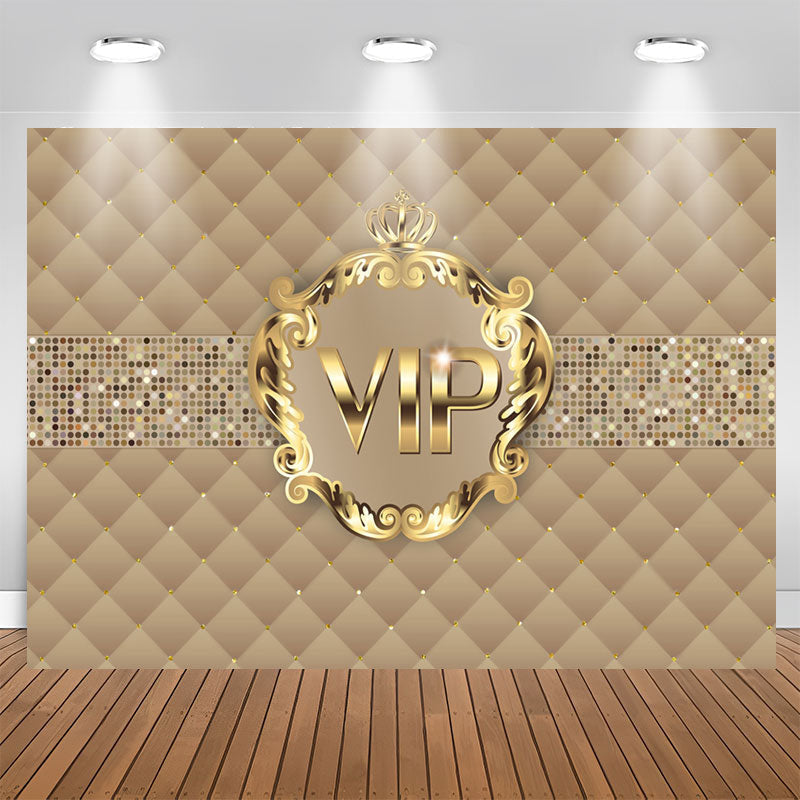 Aperturee - Gold Vip With Crown Birthday Party Backdrop For Woman