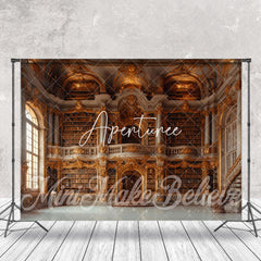 Aperturee - Gold White Bookshelf Library Photograph Backdrop