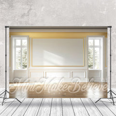 Aperturee - Gold White Light Luxury Window Wall Floor Backdrop