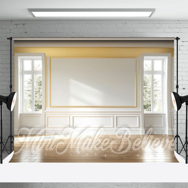 Aperturee - Gold White Light Luxury Window Wall Floor Backdrop