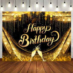 Aperturee - Golden Age Champagne Cup Happy Birthday Backdrop