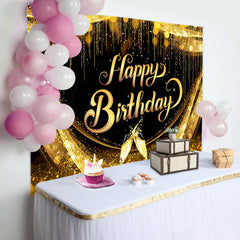 Aperturee - Golden Age Champagne Cup Happy Birthday Backdrop