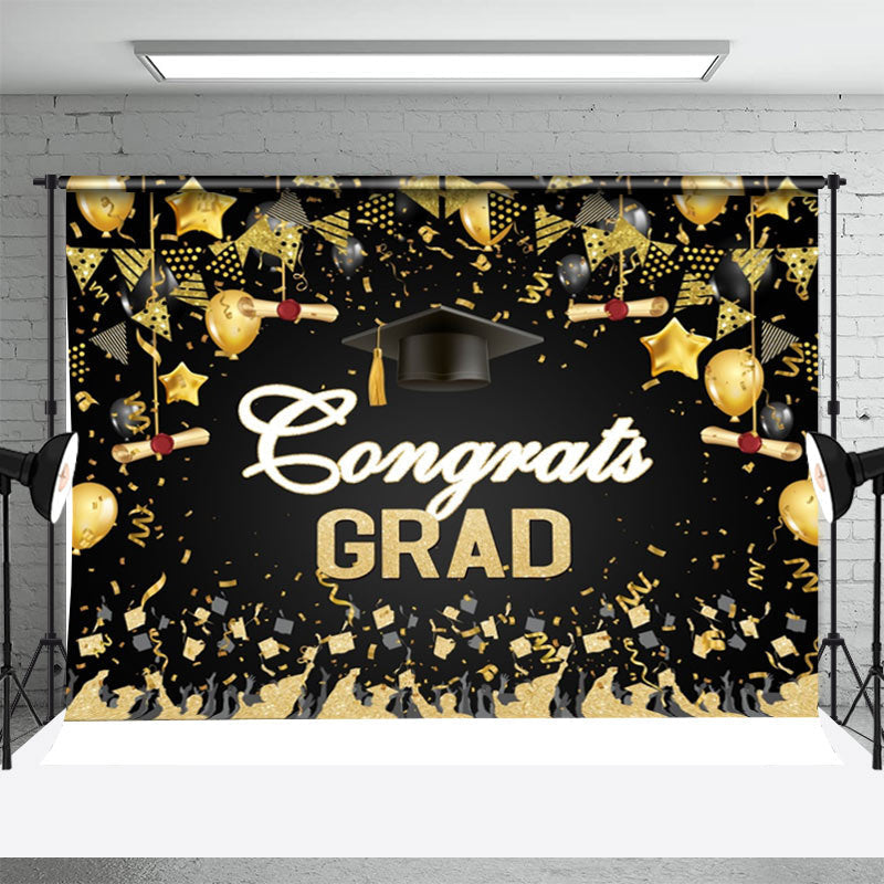 Aperturee - Golden Balloon Student Ribbon Graduation Backdrop