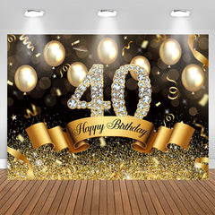 Aperturee - Golden Balloons Glitter 40th Bokeh Birthday Backdrop