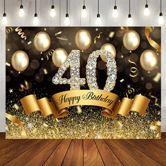 Aperturee - Golden Balloons Glitter 40th Bokeh Birthday Backdrop