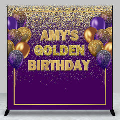 Aperturee - Golden Birthday Purple Custom Party Backdrop For Woman