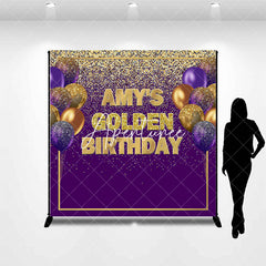 Aperturee - Golden Birthday Purple Custom Party Backdrop For Woman