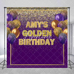 Aperturee - Golden Birthday Purple Custom Party Backdrop For Woman