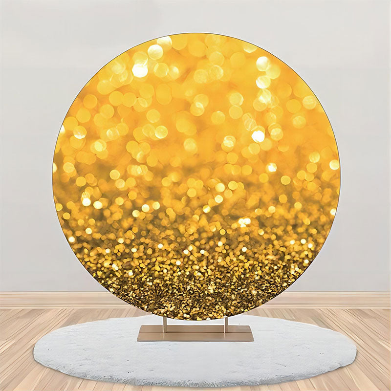 Aperturee - Golden Bokeh Glitter Round Birthday Party Backdrop