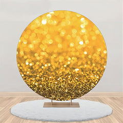 Aperturee - Golden Bokeh Glitter Round Birthday Party Backdrop