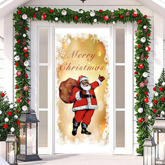 Aperturee - Golden Bokeh Santa Gift Baggage Christmas Door Cover