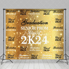 Aperturee - Golden Bokeh Star Repeat 2024 Graduation Backdrop