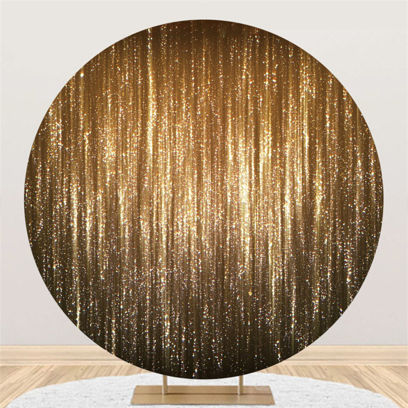 Aperturee Golden Bright Glitter Round Black Birthday Backdrop