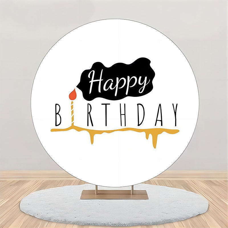 Aperturee - Golden Candle Black Smog Round Birthday Backdrop