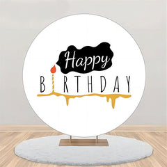 Aperturee - Golden Candle Black Smog Round Birthday Backdrop