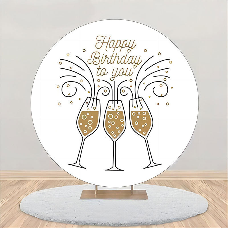 Aperturee - Golden Champagne Simple Round Birthday Backdrop