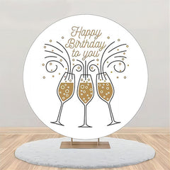 Aperturee - Golden Champagne Simple Round Birthday Backdrop