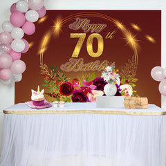 Aperturee - Golden Circle Floral Happy 70th Birthday Backdrop