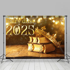 Aperturee - Golden Crown Books Fairy Bokeh 2025 New Year Backdrop