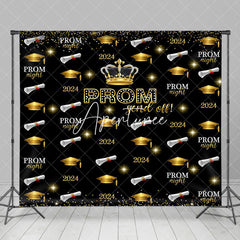 Aperturee - Golden Crown Star Hat Repeat Graduation Backdrop