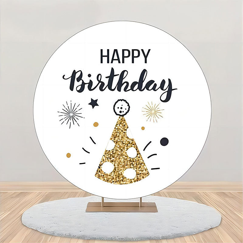 Aperturee - Golden Dot Hat Spark Simple Round Birthday Backdrop