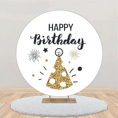 Aperturee - Golden Dot Hat Spark Simple Round Birthday Backdrop