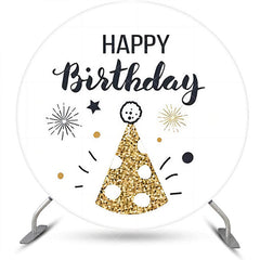 Aperturee - Golden Dot Hat Spark Simple Round Birthday Backdrop