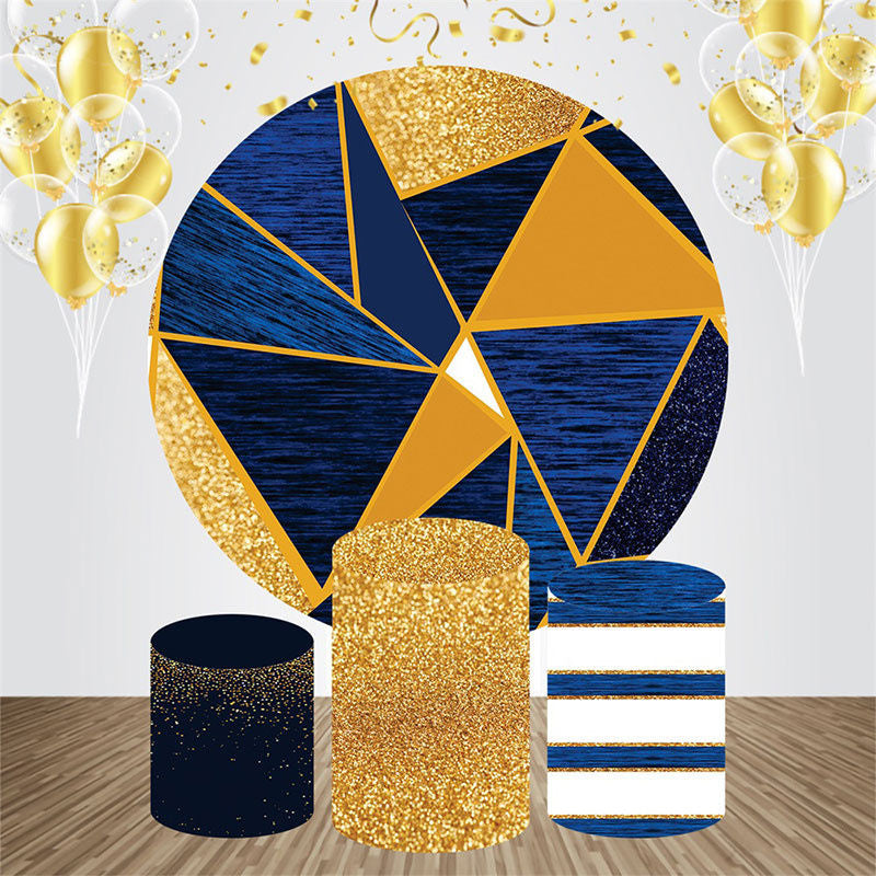 Aperturee - Golden Glitter Abstract Round Birthday Backdrop Kit