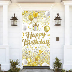 Aperturee - Golden Glitter Balloons Happy Birthday Door Cover