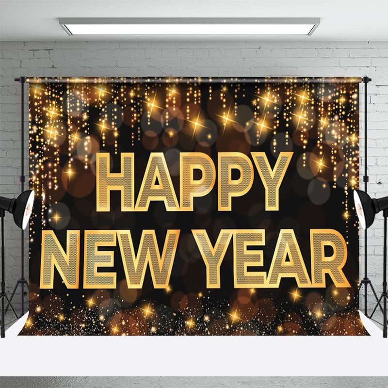 Aperturee - Golden Glitter Bokeh 2024 Happy New Year Backdrop