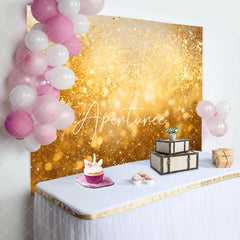 Aperturee - Golden Glitter Bokeh Backdrop For Birthday Party