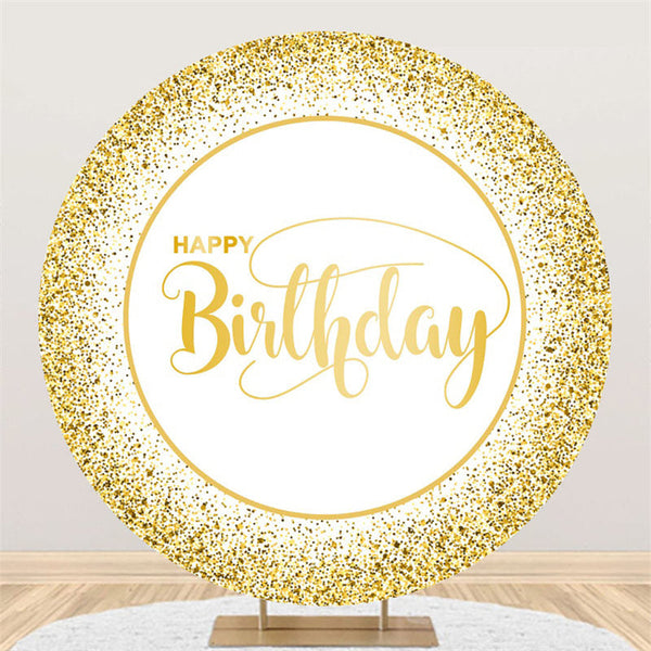 Aperturee Golden Glitter Bokeh Round Happy Birthday Backdrop | Round ...