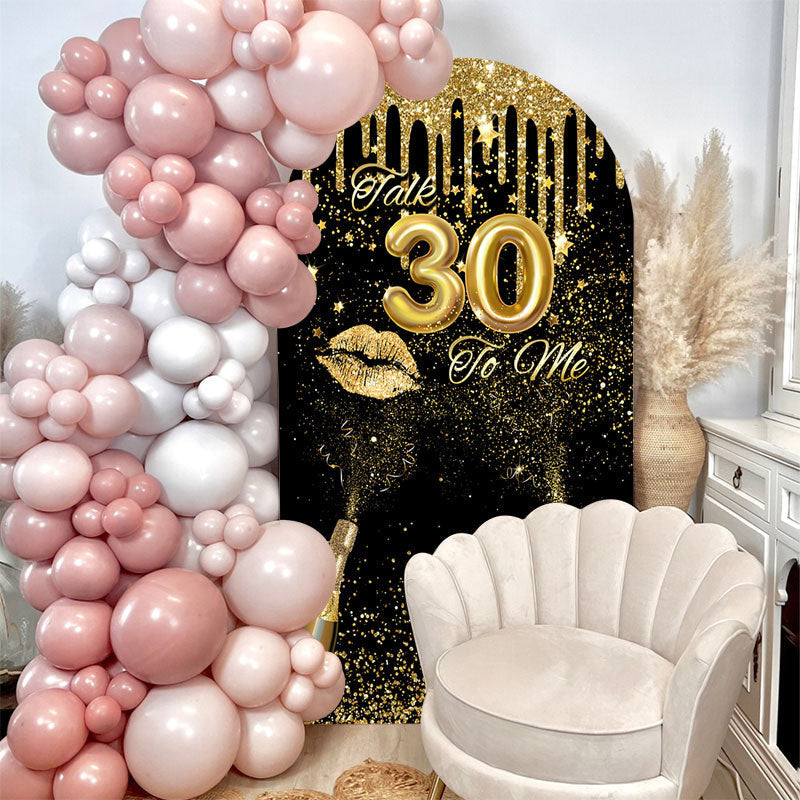 Aperturee - Golden Glitter Champagne 30th Birthday Arch Backdrop