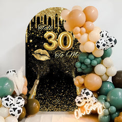 Aperturee - Golden Glitter Champagne 30th Birthday Arch Backdrop