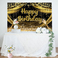 Aperturee - Golden Glitter Champagne Lights Birthday Backdrop